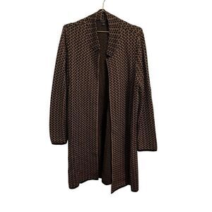 Ann Taylor Factory Long Open Front Long Cardigan Sweater Black Brown Size XL